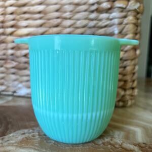 Jadeite two handled ribbed cup